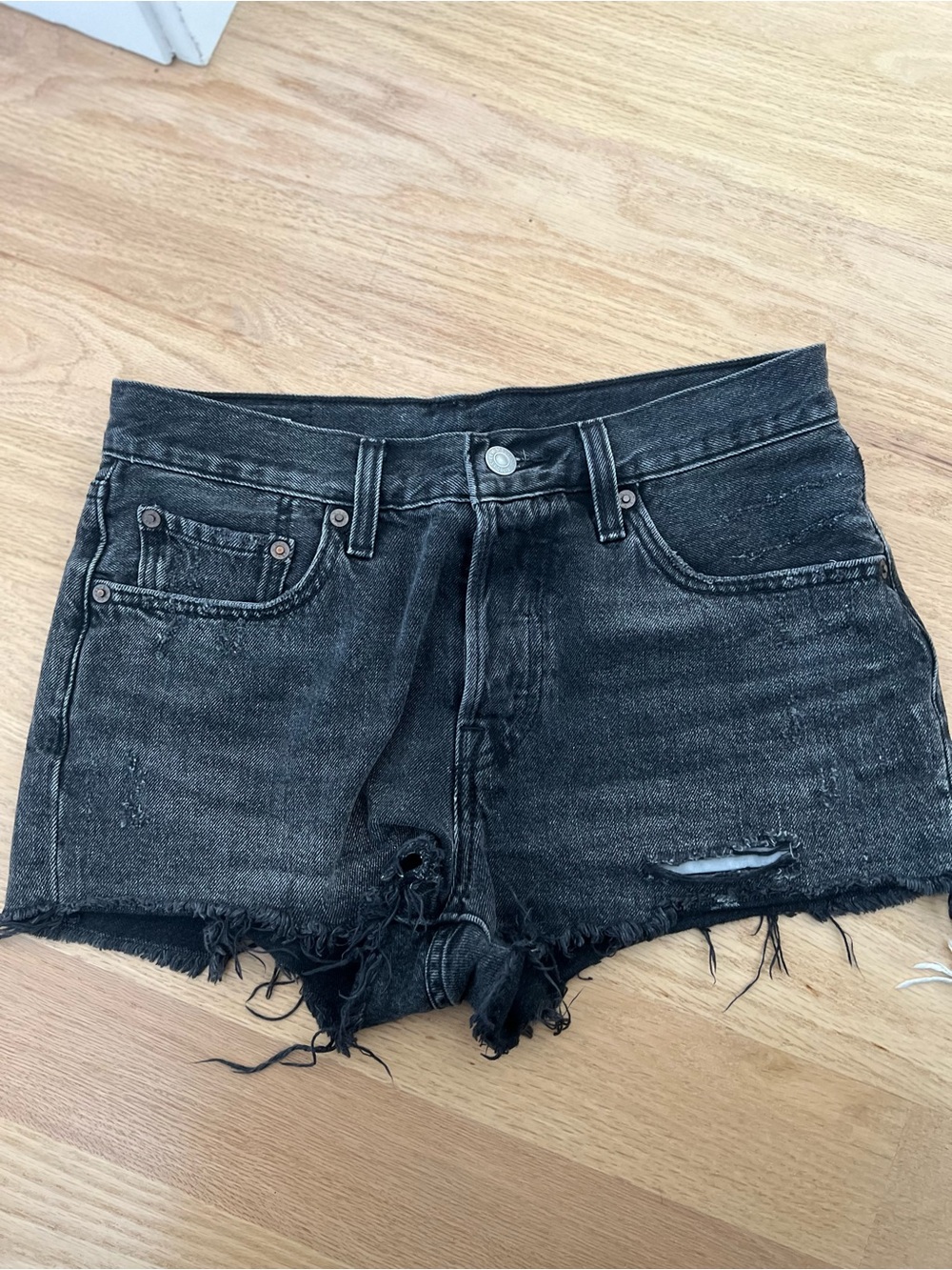 Levi's Black Distressed Cutoff Jean Shorts